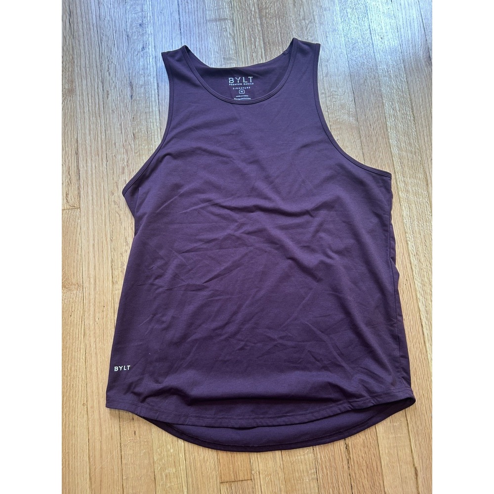 BYLT Premium Basics Mens XL Active Tank Top Burgundy Performance Gym Shirt